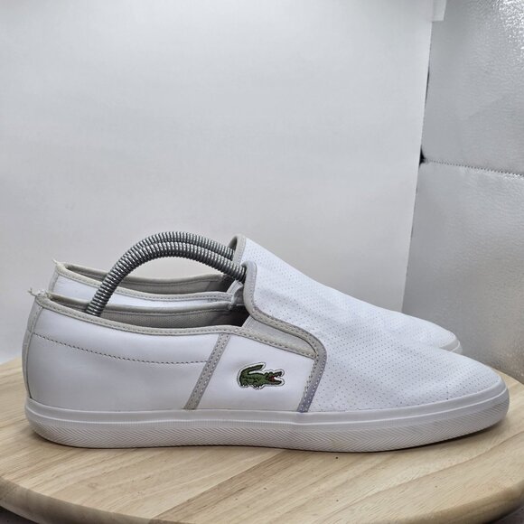 Mens Size 10 - LACOSTE Graduate BL Leather Loafers White Alligator - Picture 3 of 9